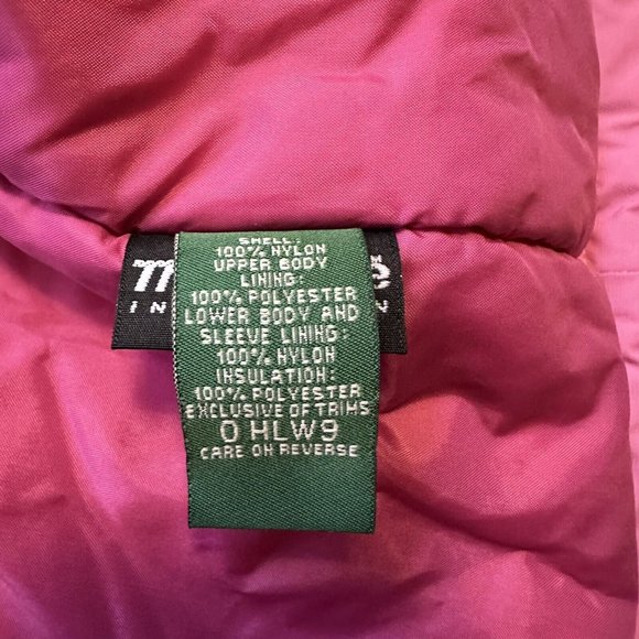 LL Bean Jacket Girls XL 18 Full Zip Nylon Softshell Insulated Pink Pockets - Picture 10 of 12